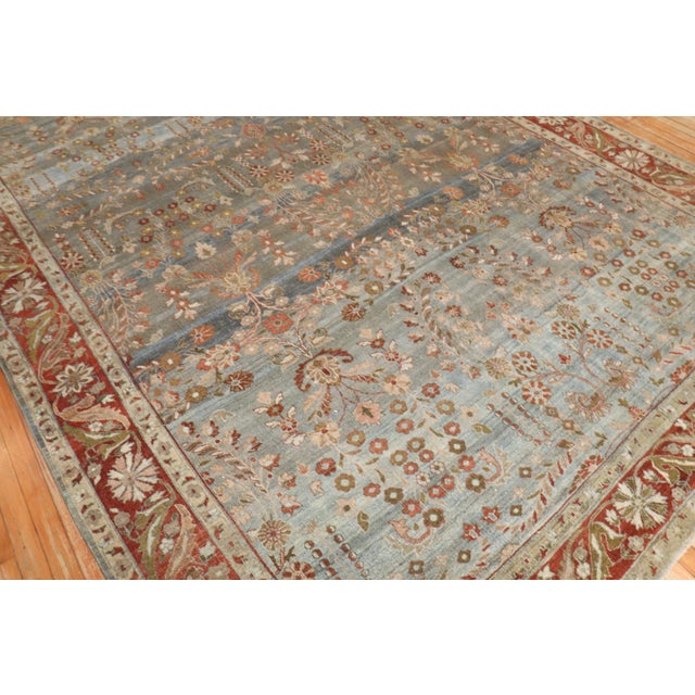 Antique Zabihi Collection Persian Bidjar Floral Room Rug For Sale - Image 10 of 11