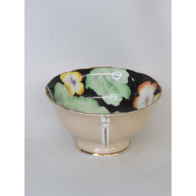 Mid-Century Modern Vintage Paragon Fine Bone China Nasturtium Black Floral England Tea Cup 4697b For Sale - Image 3 of 11