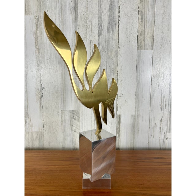 Metal 1980's Aluminum and Brass Sculpture by Michel For Sale - Image 7 of 13