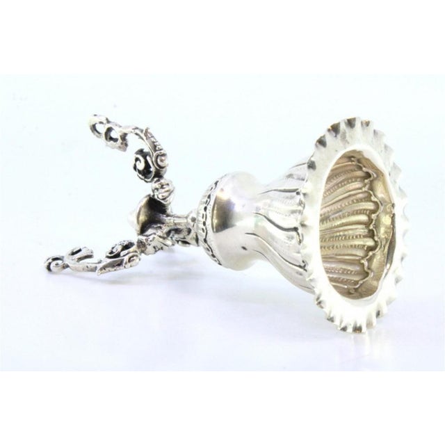 Silver Toothpick Holder with Reliefs, Tall Openwork Feet and Applications For Sale - Image 4 of 7