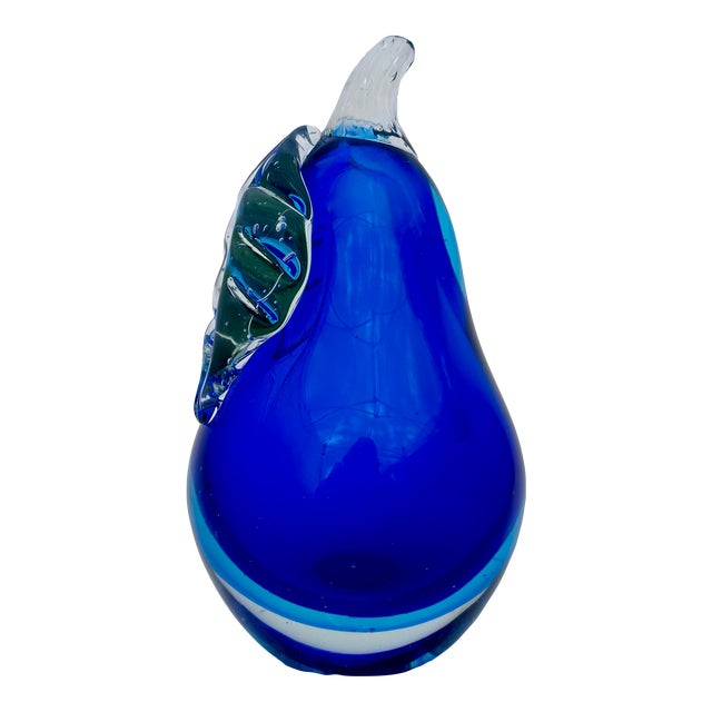 Sommerso Art Glass Pear in Shades of Blue For Sale