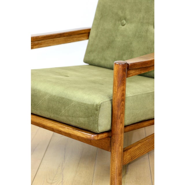 Olive Vintage Wooden Armchair in Yellow-Olive from Z. Baczyk For Sale - Image 8 of 12