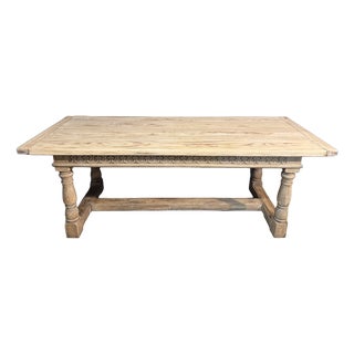 Vintage Bleached Oak Farmhouse Dining Table, 1925 For Sale