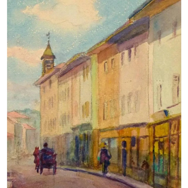 French Alphonse Soumers, Antique French Town Watercolor Painting For Sale - Image 3 of 5