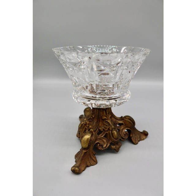 American Brilliant Cut Crystal Compote in Original Ornate Metal Stand, C. 1890–1910 For Sale In Austin - Image 6 of 8