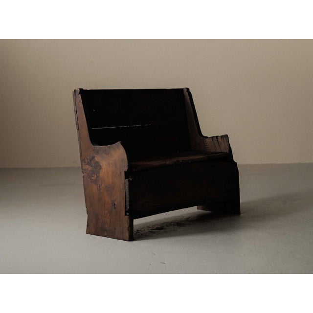 Tan Alpine Folk Art Larch Storage Bench, Piedmont, Italy, Late 18th Century For Sale - Image 8 of 16