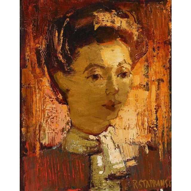 Raimonds Staprаns, Portrait of Woman, 1955, Oil on Canvas For Sale - Image 10 of 10