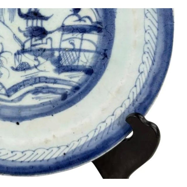 Textile Antique 19th Century Chinese Canton Export Porcelain 10" Charger & Stand For Sale - Image 7 of 12