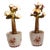 Enchanting Pair of French Hand-Painted Porcelain Primrose Topiaries in Gilded Cachepots, 1920s For Sale