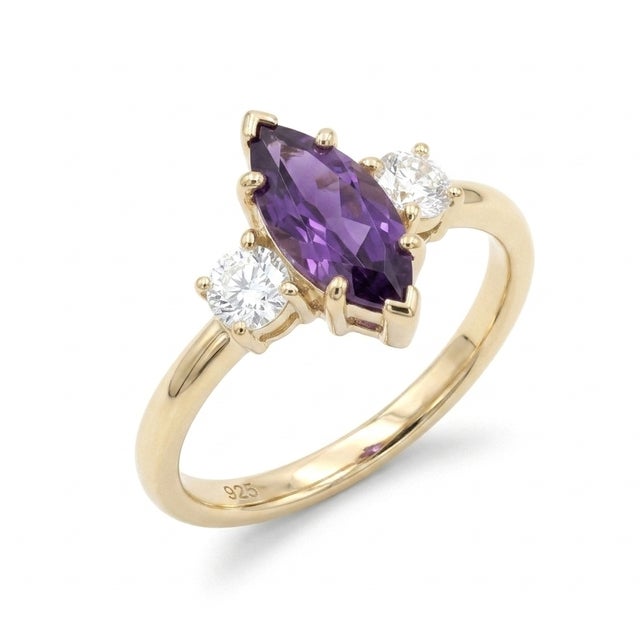 Not Yet Made - Made To Order Amethyst Engagement Ring | Marquise Cut Gemstone Ring | February Birthstone Promise Ring for Women Us 7 For Sale - Image 5 of 5