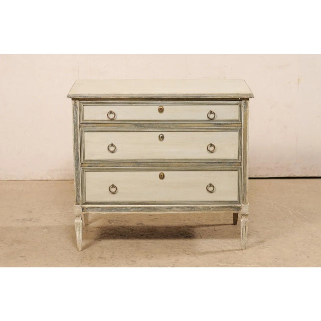 Mid 20th Century Swedish Gustavian Style Painted Wood Chest For Sale - Image 4 of 12