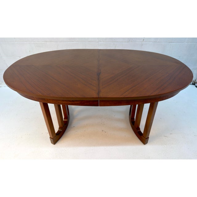 Mid-Century Modern Mid-Century Oval Walnut Dining Table by Stanley For Sale - Image 3 of 16