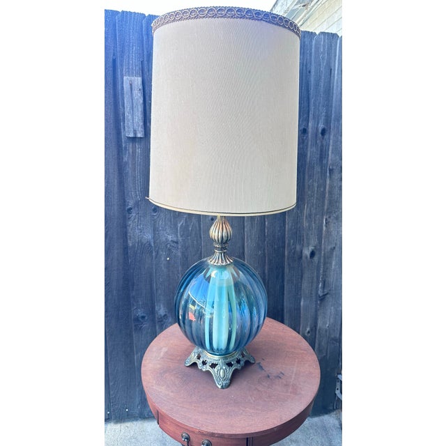 Mid 20th Century Hollywood Regency Mod Glass Lamp For Sale - Image 4 of 5