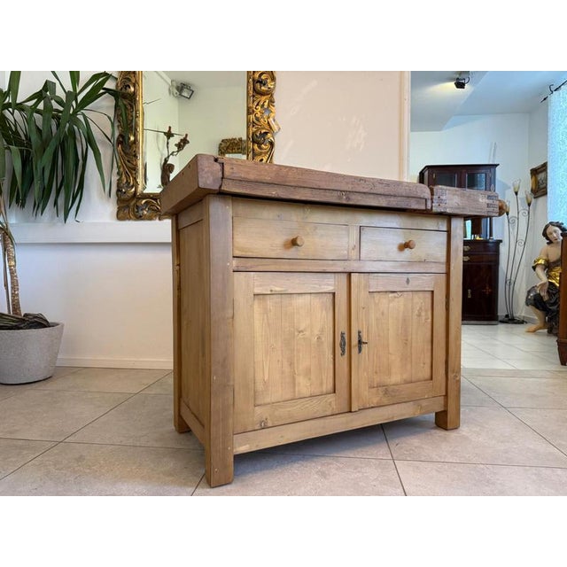Vintage Oak and Spruce Workbench For Sale - Image 3 of 15