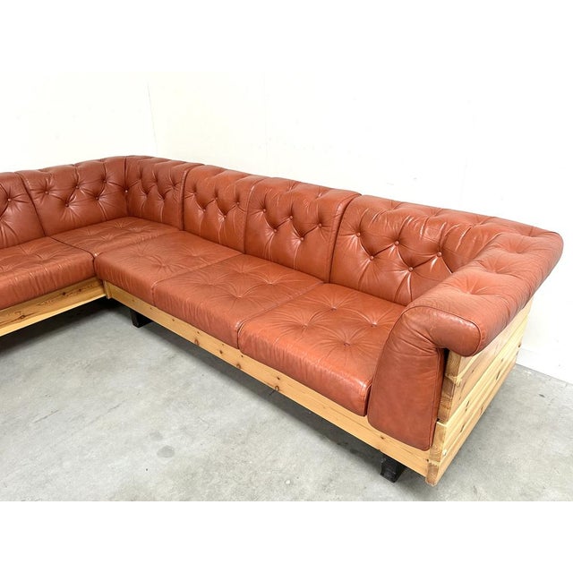 Wood Modulor Corner Sofa in Pine and Leather from Ekornes, Norway, 1970s, Set of 2 For Sale - Image 7 of 18