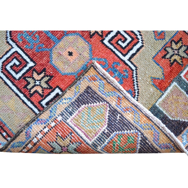 Textile 1960s Vintage Hand Made Small Rug Colorful Doormat- 1′8″ × 3′10″ For Sale - Image 7 of 7