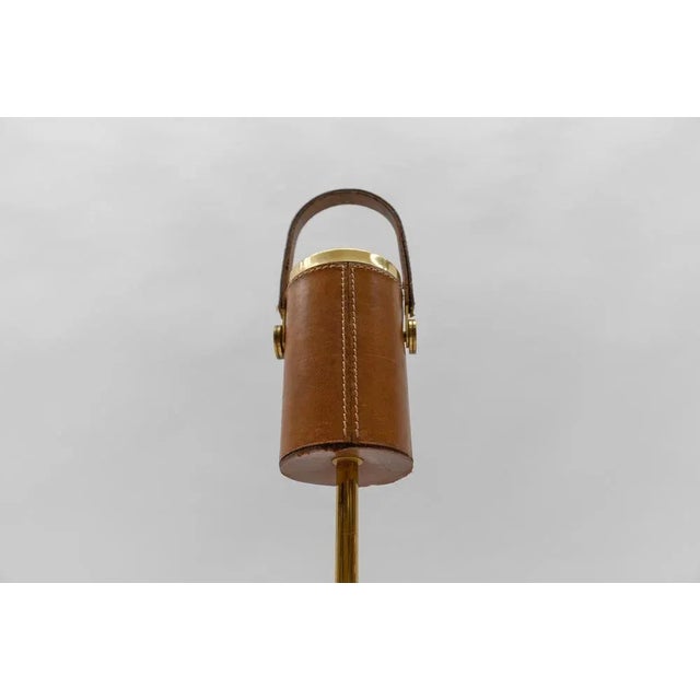 Mid-Century Modern Portable Ashtray Stand in Brass and Leather in the style of Jacques Adnet, 1950s For Sale - Image 3 of 9