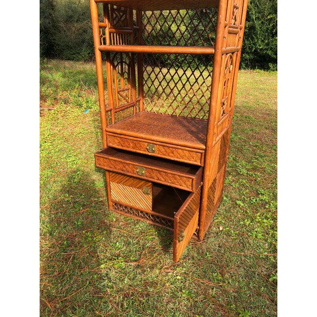 Vintage Rattan Chinoiserie Pagoda Etagere For Sale In Charleston - Image 6 of 11