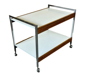 Vintage Danish Serving Cart in Teak and Chrome, 1970s