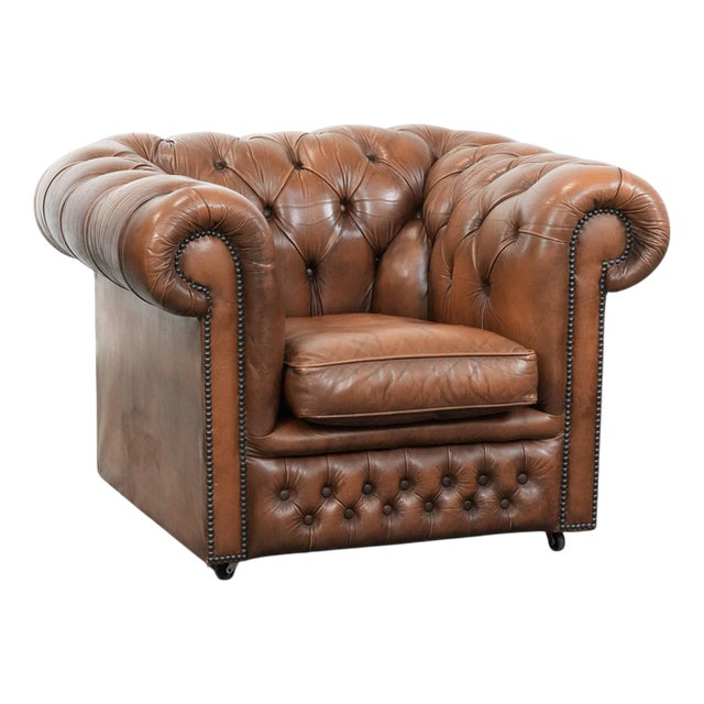 Chesterfield Club Chair in Cowhide For Sale