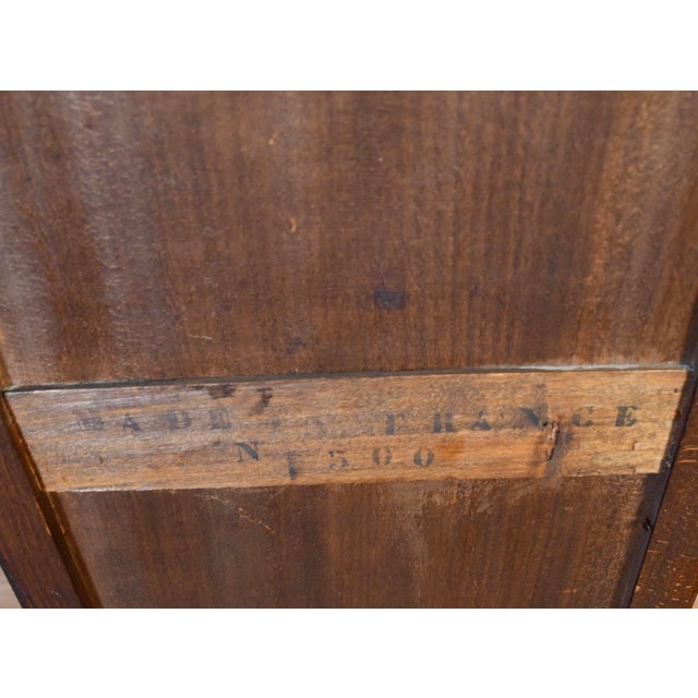 1920s Antique French Louis XV Walnut Satinwood Inlay & Marble Top Lingerie Stand For Sale - Image 16 of 18