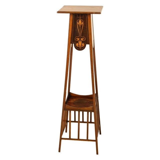 Wood Antique Art Nouveau Inlaid Mahogany Leonard Wyburd Liberty & Co Plant Stand 1905 For Sale - Image 7 of 17