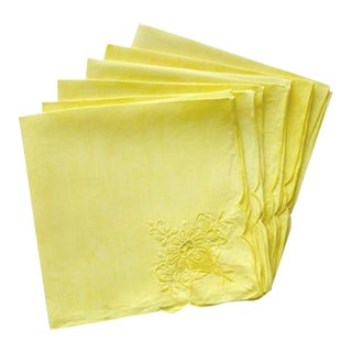 Tumeric-Dyed Vintage Linen Napkins - Set of 6 For Sale