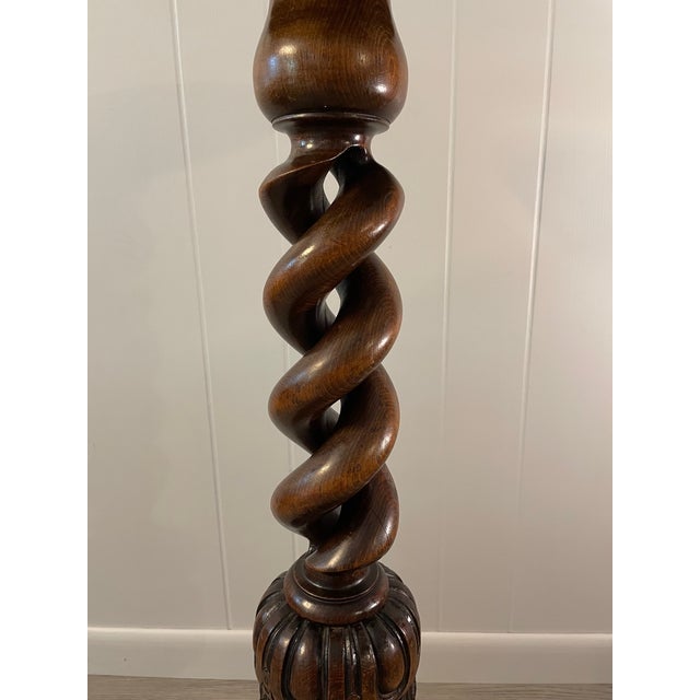 Early 1900s Hand Carved 35" Open Barley Twist Pedestal Display or Plant Stand For Sale - Image 6 of 12