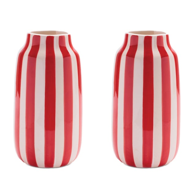 Kenneth Ludwig Chicago Striped Dolomite Vase (Set of 2) For Sale - Image 4 of 4