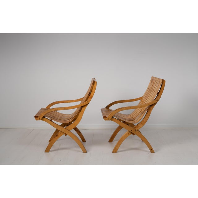 1930s Set of 20th Century Swedish Grace Bare Wood Armchairs For Sale - Image 5 of 12