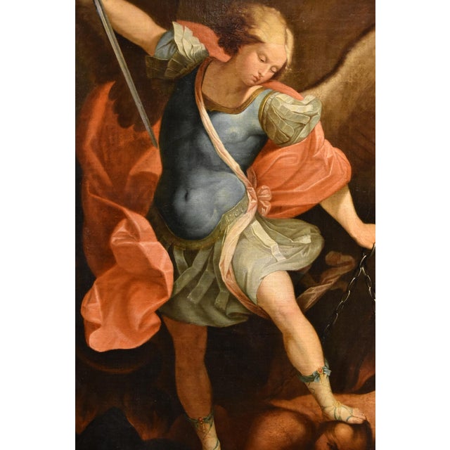 Guido Reni, Archangel Michael, 1600s-1700s, Oil on Canvas For Sale - Image 8 of 15