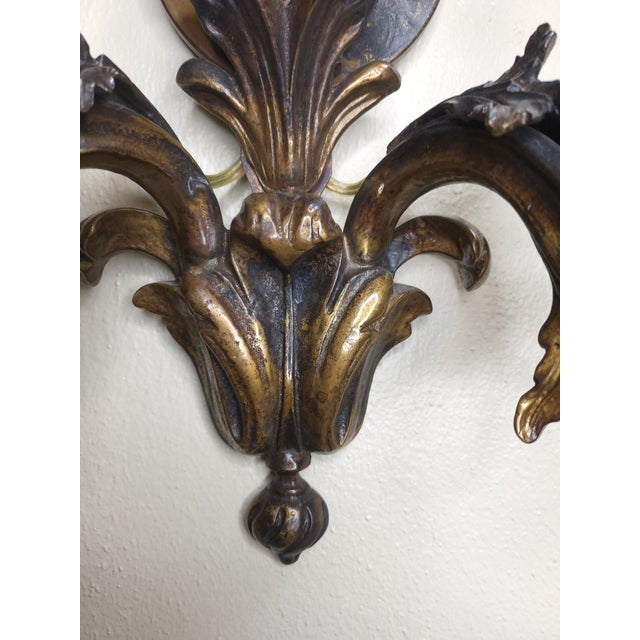 Metal Antique French Cast Bronze Sconces For Sale - Image 7 of 9