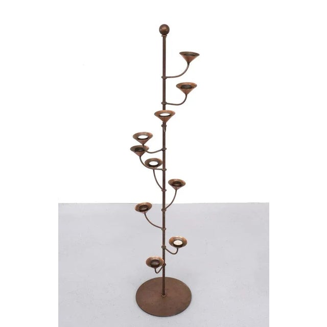 Scandinavian Brass Standing Candleholder, 1960s For Sale - Image 9 of 10