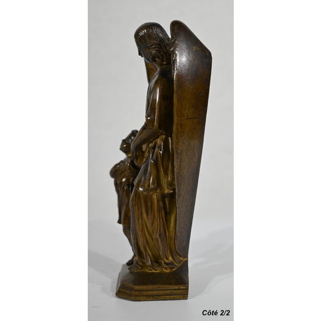 Child Led by an Angel, 1900, Patinated Bronze Sculpture For Sale - Image 15 of 18