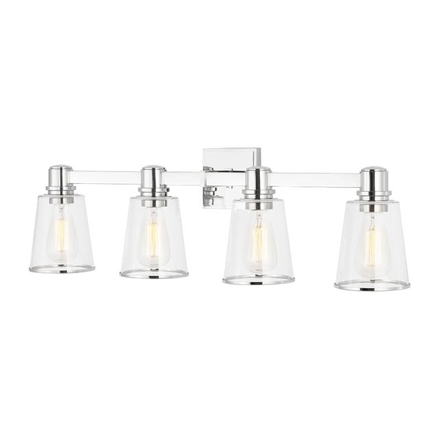 Visual Comfort Chapman & Myers by Visual Comfort Studio Alessa 4-Light Bath Vanity Sconce in Polished Nickel For Sale - Image 4 of 9