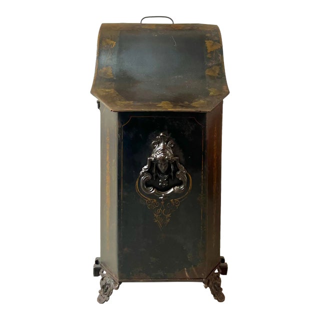 Antique 1872 Victorian Coal Box With Bucket For Sale
