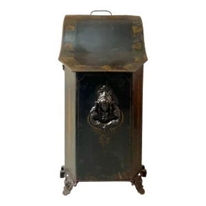 Antique 1872 Victorian Coal Box With Bucket