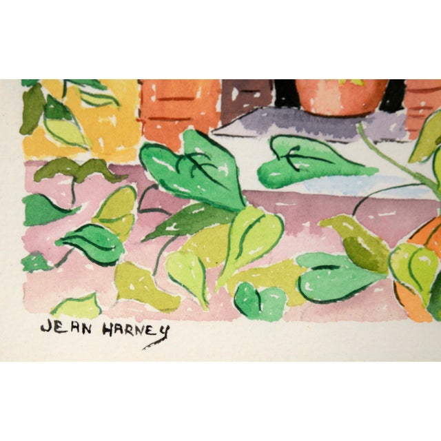 Paper Patio in Bloom - Watercolor on Heavy Paper by Jean Harney For Sale - Image 7 of 8
