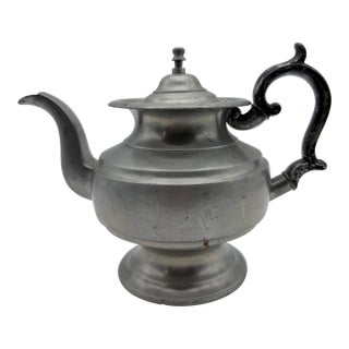 Antique American Britannia Teapot by R. Gleason, Dorchester, Ma, Circa 1840s For Sale