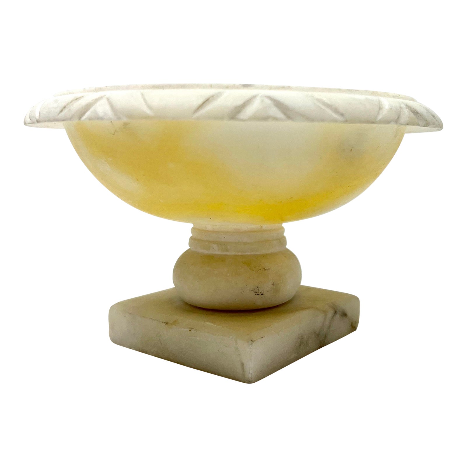 Early 20th Century Hand Sculpted Italian Marble Pedestal Bowl Chairish