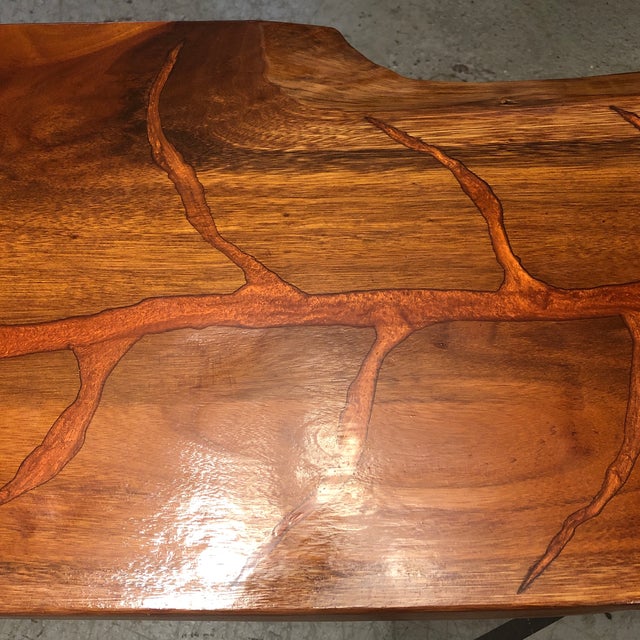Hand Crafted Bob Baker Rainbow Eucalyptus Wood Metal Coffee Table