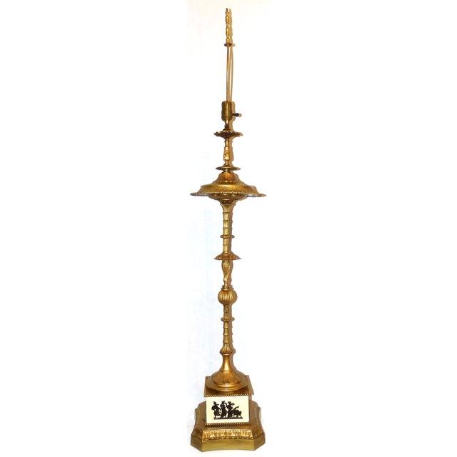 Early 20th Century Vintage Large Baroque Style Candlestick Lamp Depicting Artemis and Her Followers For Sale - Image 5 of 18