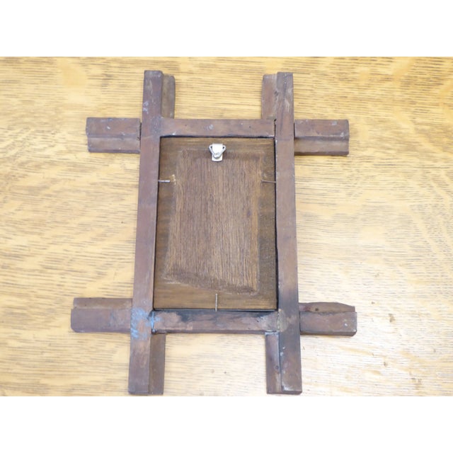 Pair of Moroccan Shell inlaid frames with distressed mirror.