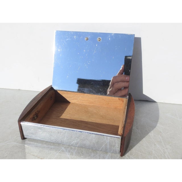 Vintage 40s Chrome and Teak Desk Box For Sale In New York - Image 6 of 6