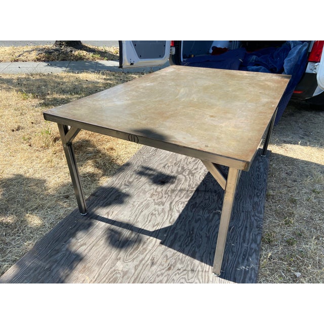 Light Gray Modern Contemporary Steel Kitchen Table For Sale - Image 8 of 12