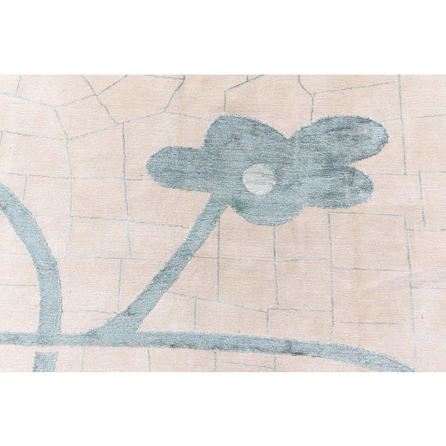 Early 21st Century Modern Floral Tibetan Handmade of Silk and Wool Rug by Doris Leslie Blau For Sale - Image 5 of 8