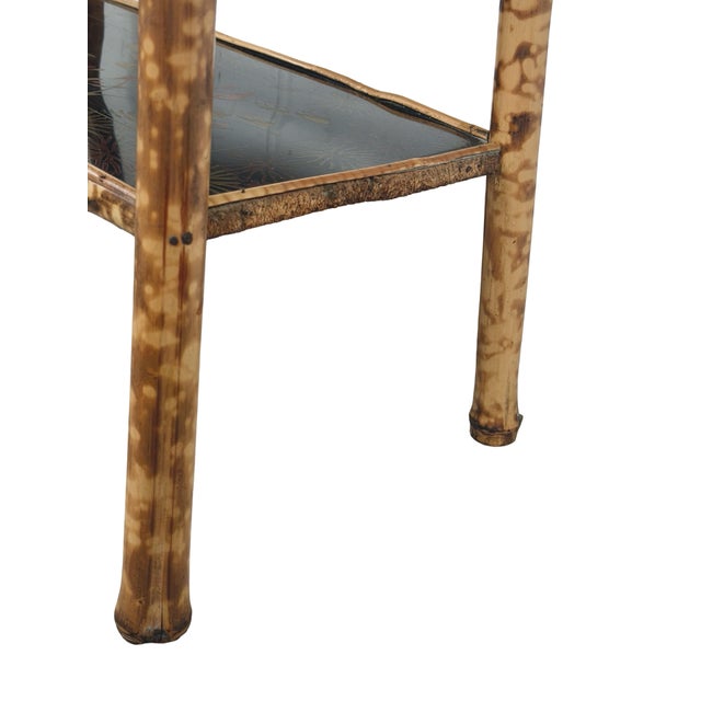 Antique Aesthetic Movement Tiger Bamboo Three-Tier Side Table For Sale - Image 9 of 12
