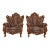 Italian Baroque Ornate Carved Walnut Throne Chairs or Lounge Chairs With Leopard Print Upholstery For Sale