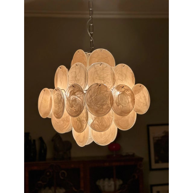 Glass Amber Colored Murano Disc Light in the style of Vistosi For Sale - Image 7 of 7