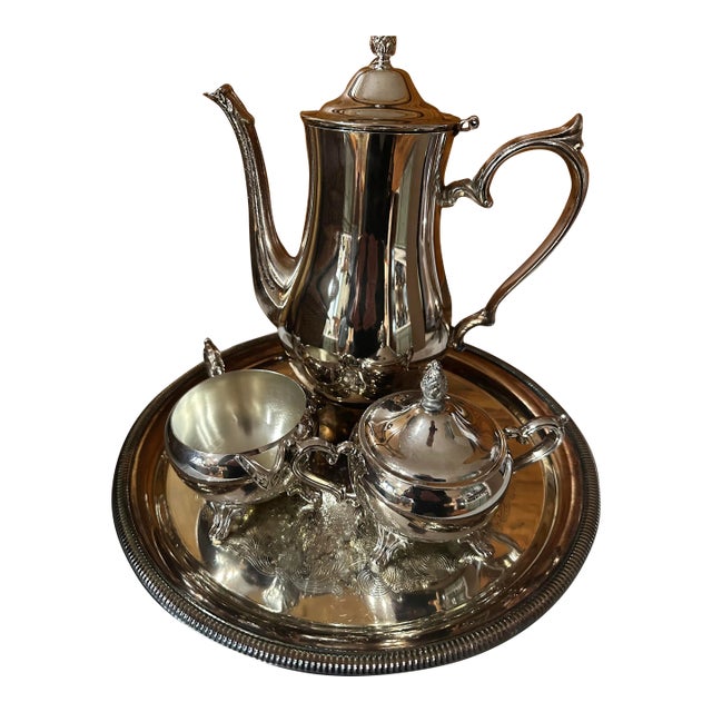 1950s International Silver Company Silver Plated 4 Piece Coffee Set For Sale